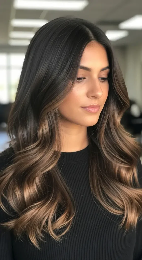 Dimensional Dark Brown Hair with Walnut Lowlights