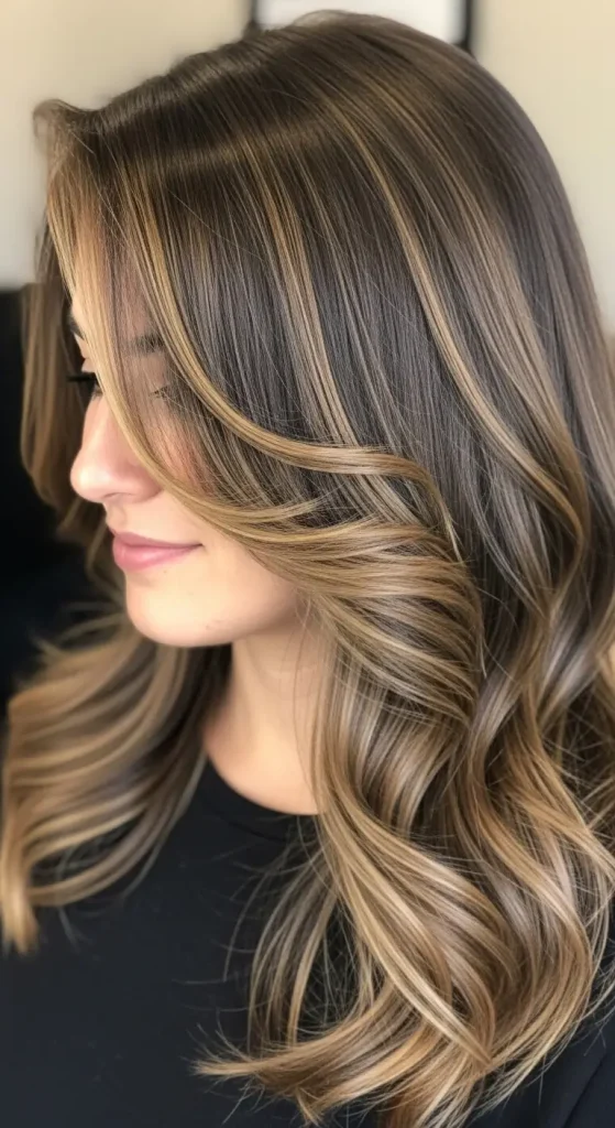  Espresso Brown Hair with Caramel Highlights