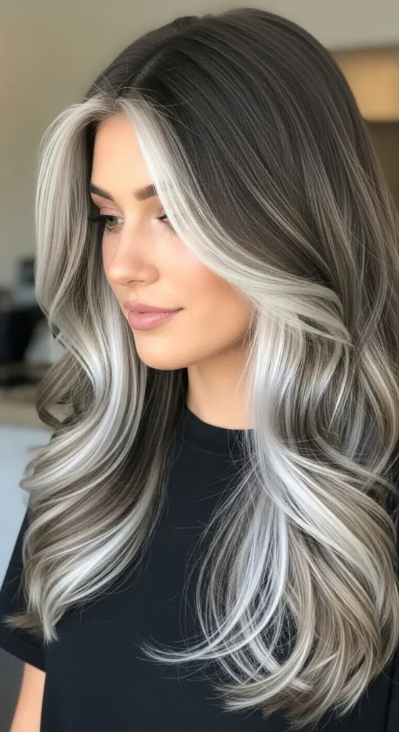 Face-Framing Blonde Highlights on Dark Brown Hair