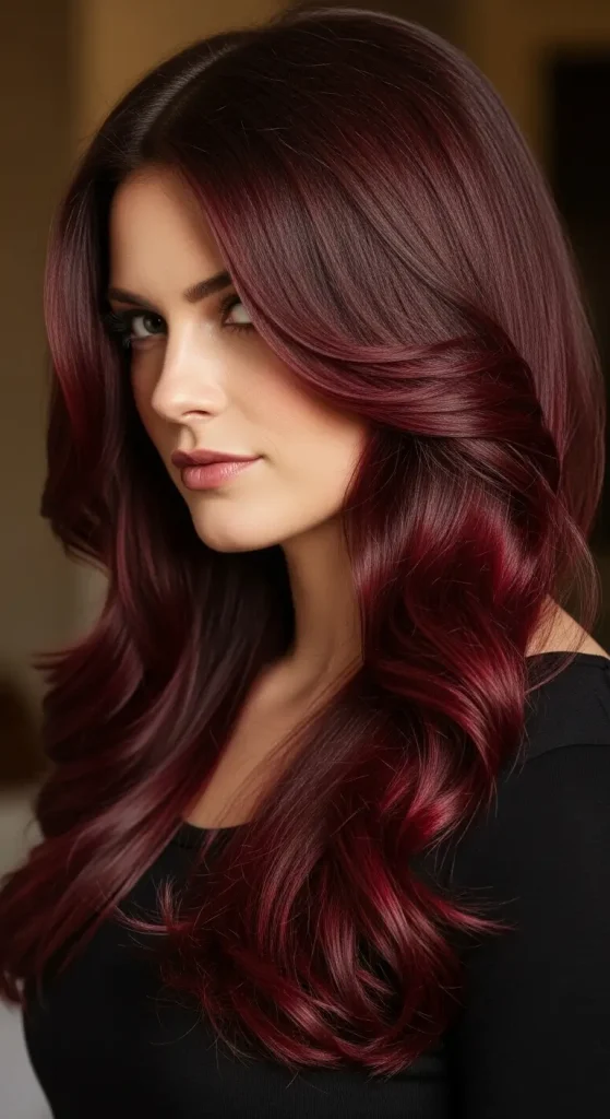  Glossy Chocolate Brown with Burgundy Streaks