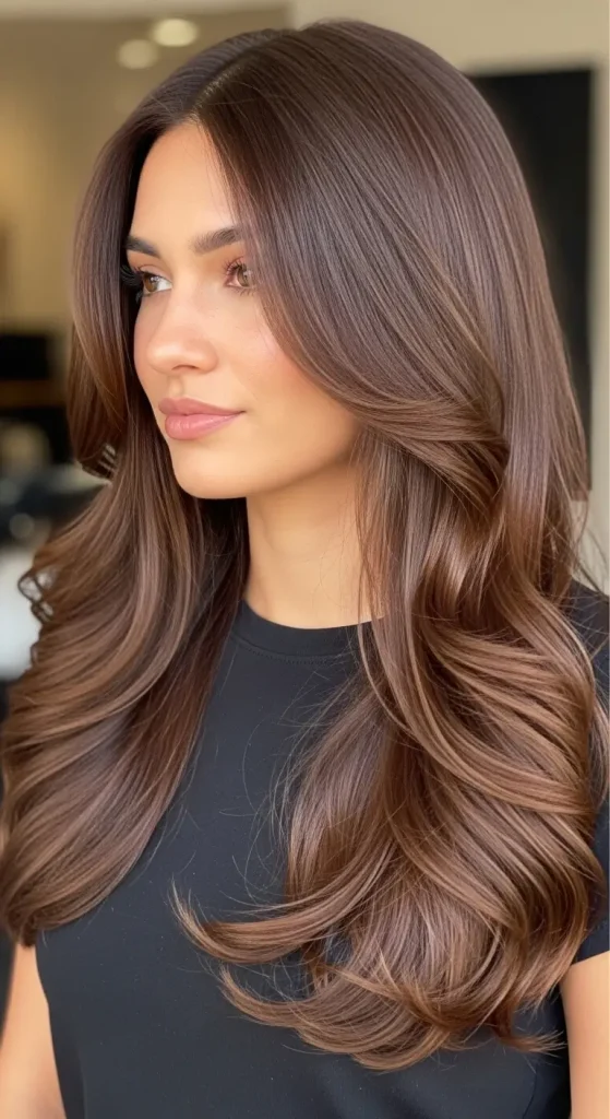 Glossy Walnut Dark Brown Hair