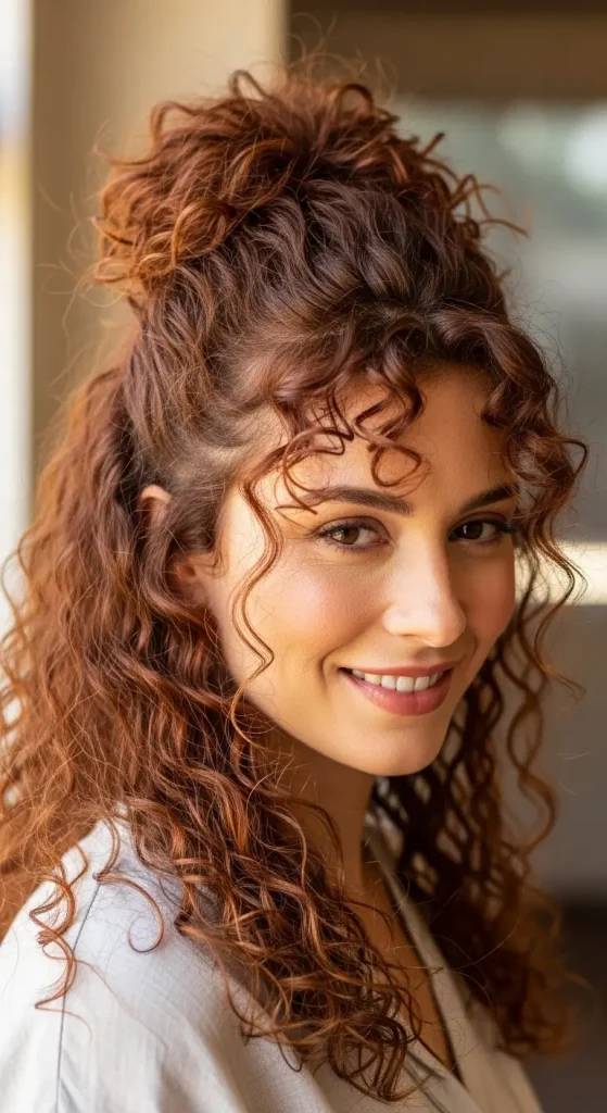 Half-Up Curly Bun
