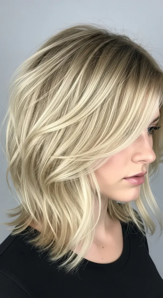 Honey Blonde Calico Shag Bob