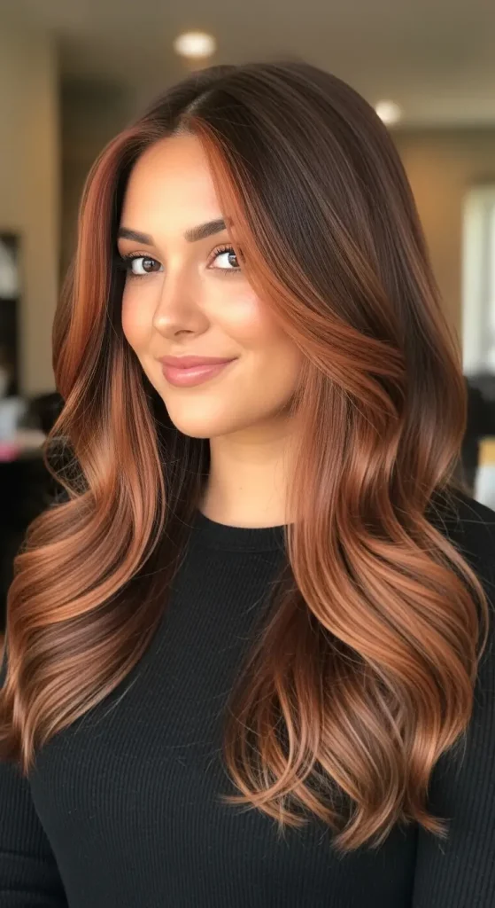 Light Auburn Money Piece with Deep Brown Base