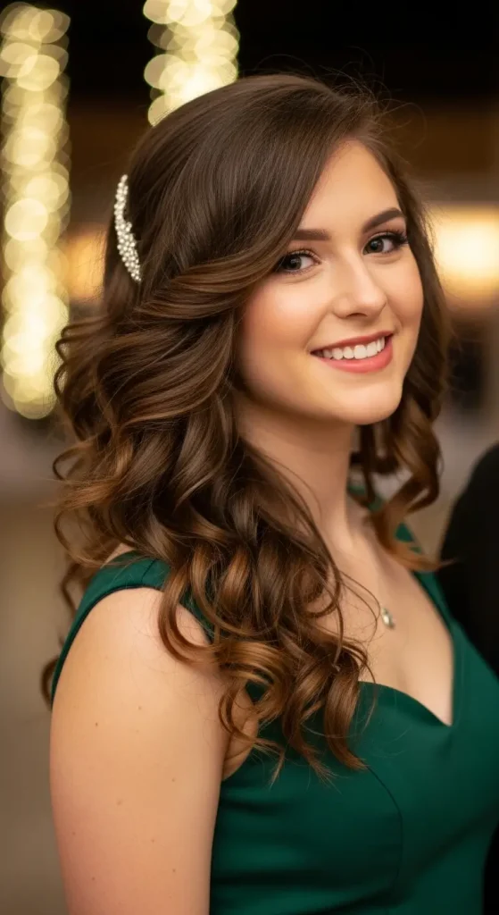Loose Curls with a Side Part
