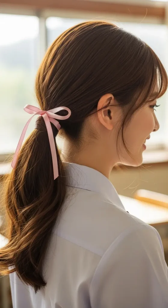 Low Ponytail with Ribbon