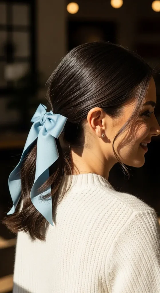 Low Ponytail with Ribbon