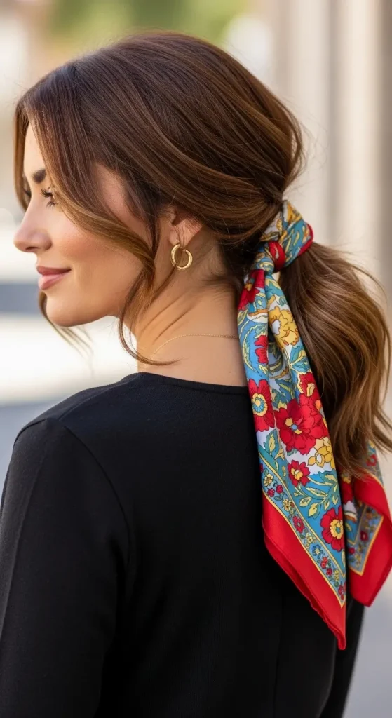 Low Ponytail with Scarf