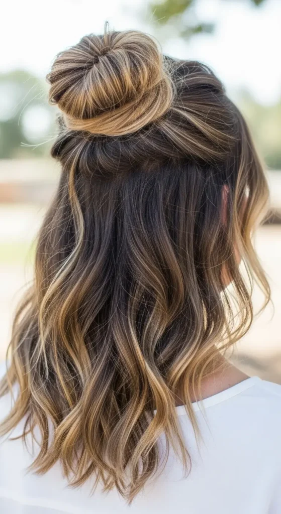 Messy Half-Up Bun