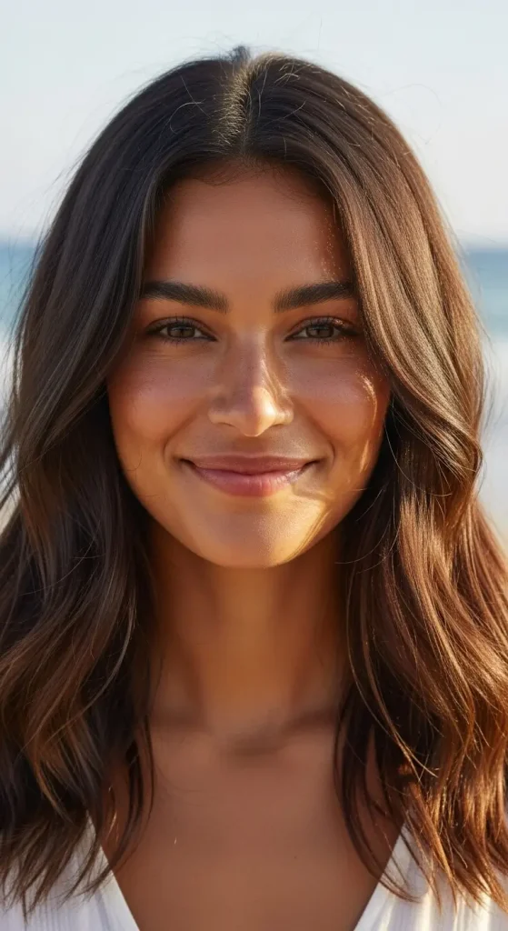 Natural Dark Brown Hair with Sandy Lowlights