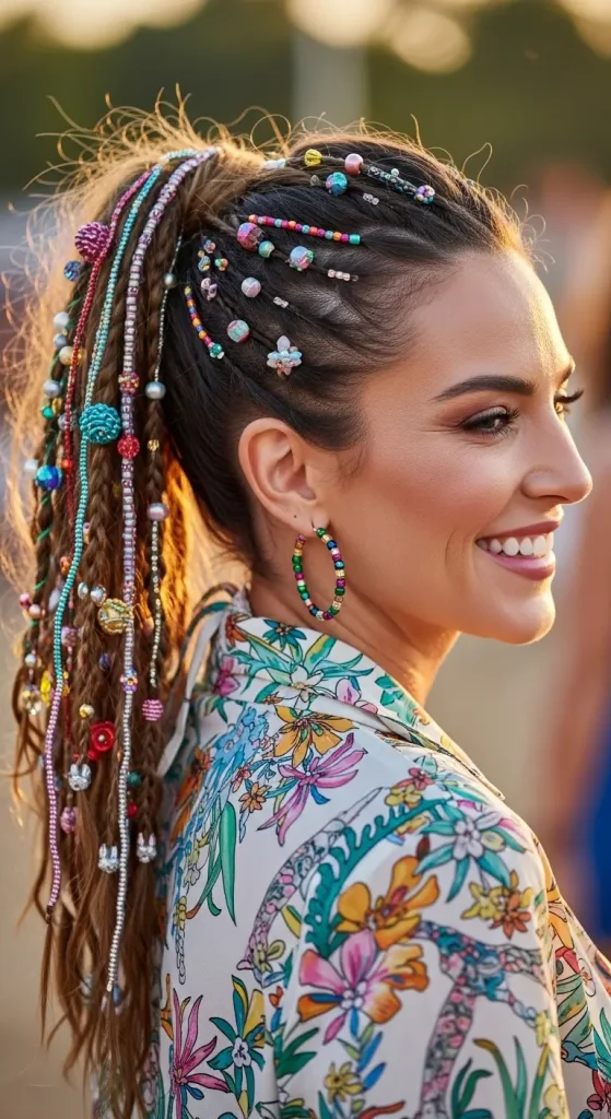 Ponytail with Beads