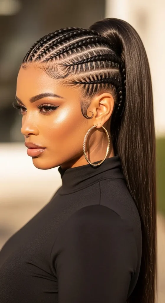 Ponytail with Braided Sides