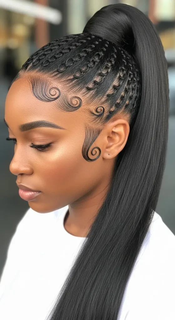 Ponytail with Edges Styled