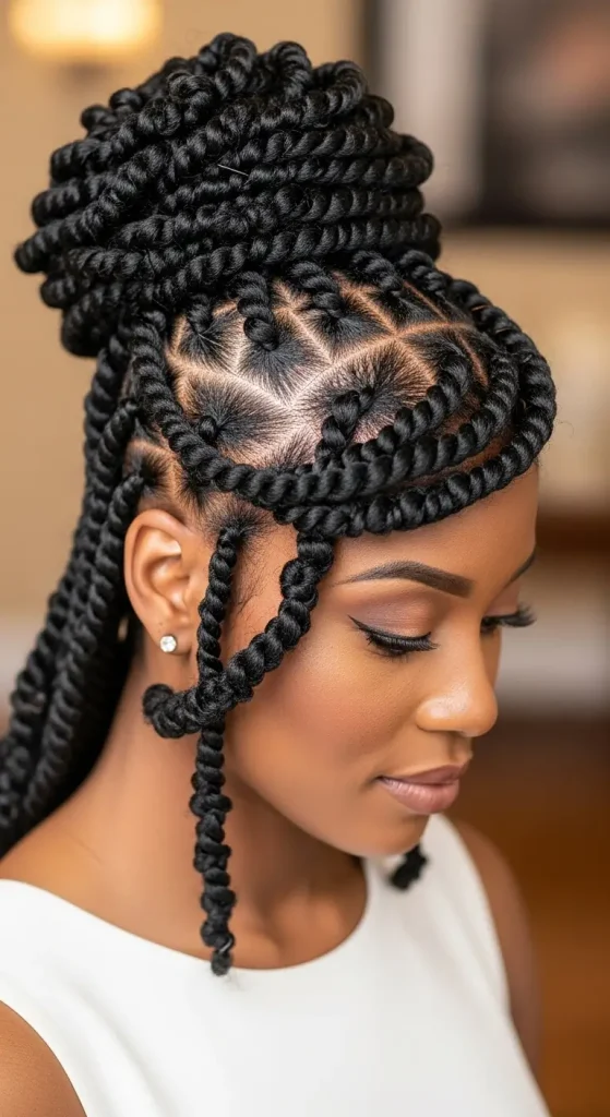 Protective Updo with Twists