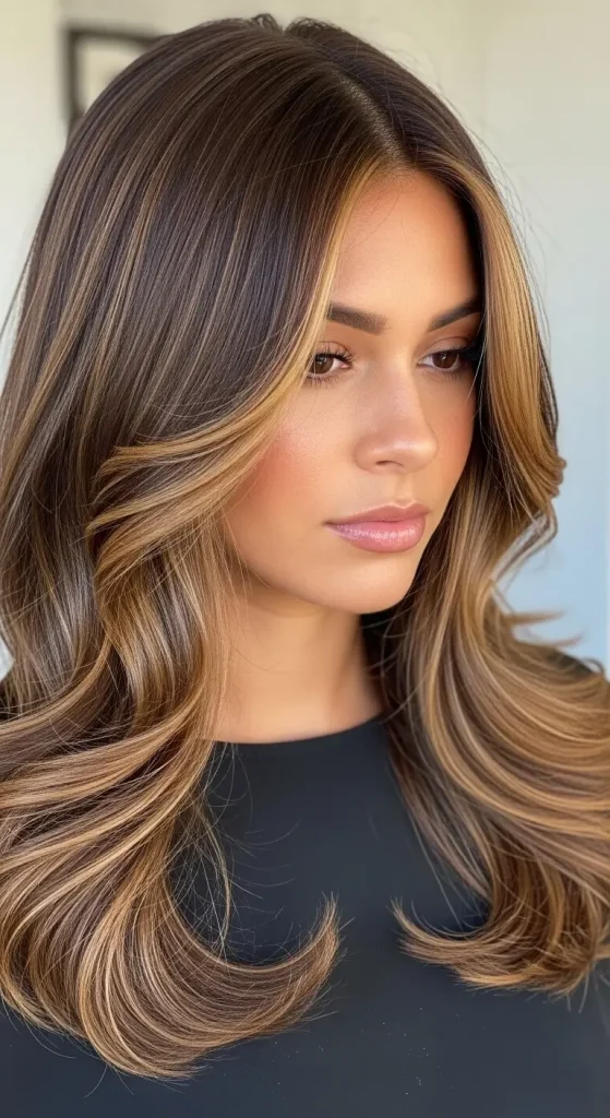 Rich Chocolate Brown with Buttery Caramel Highlights