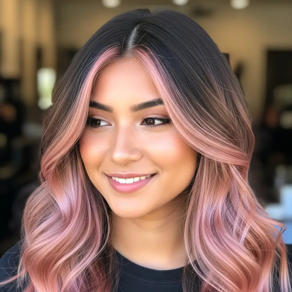 Rose Gold Money Piece Highlights