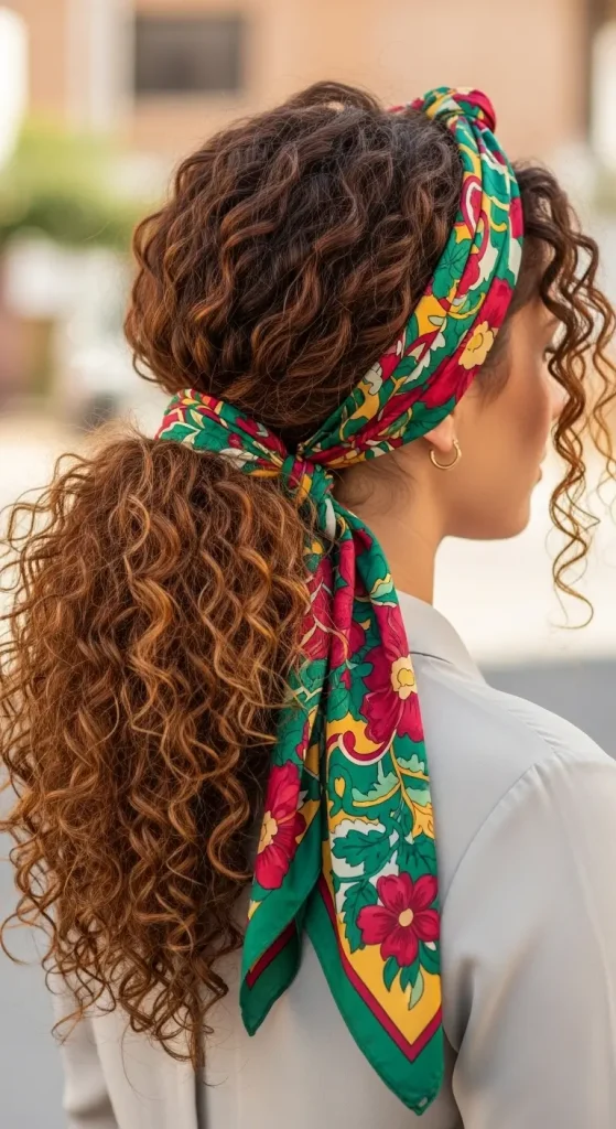 Scarf Wrapped Ponytail