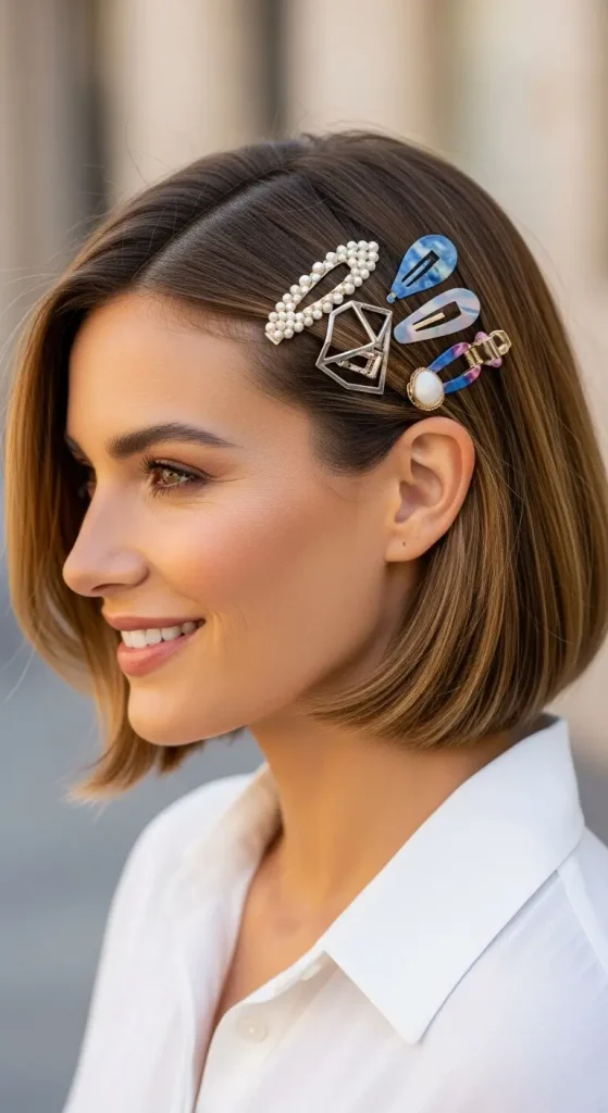 Short Hair with Hair Clips