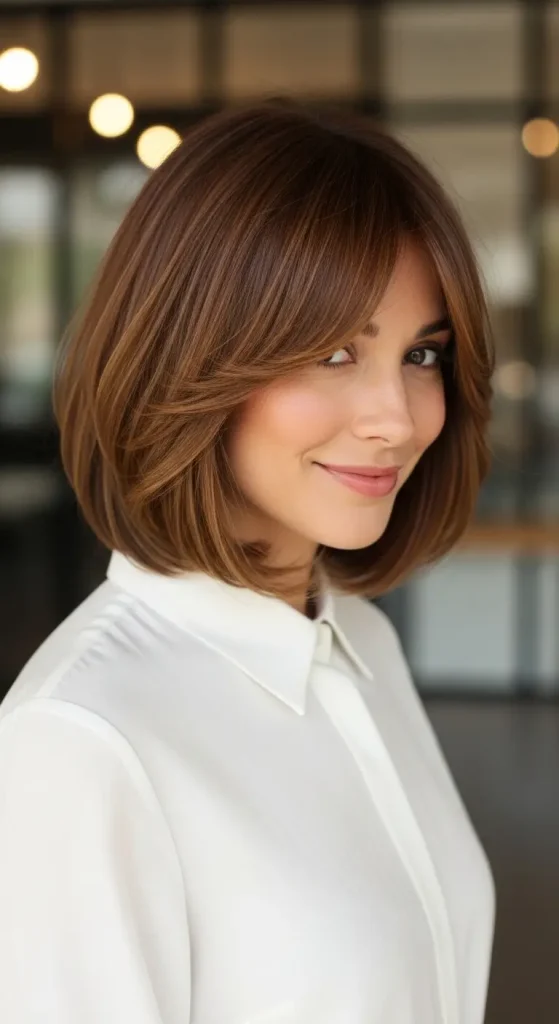 Shoulder Length Bob with Side Bangs