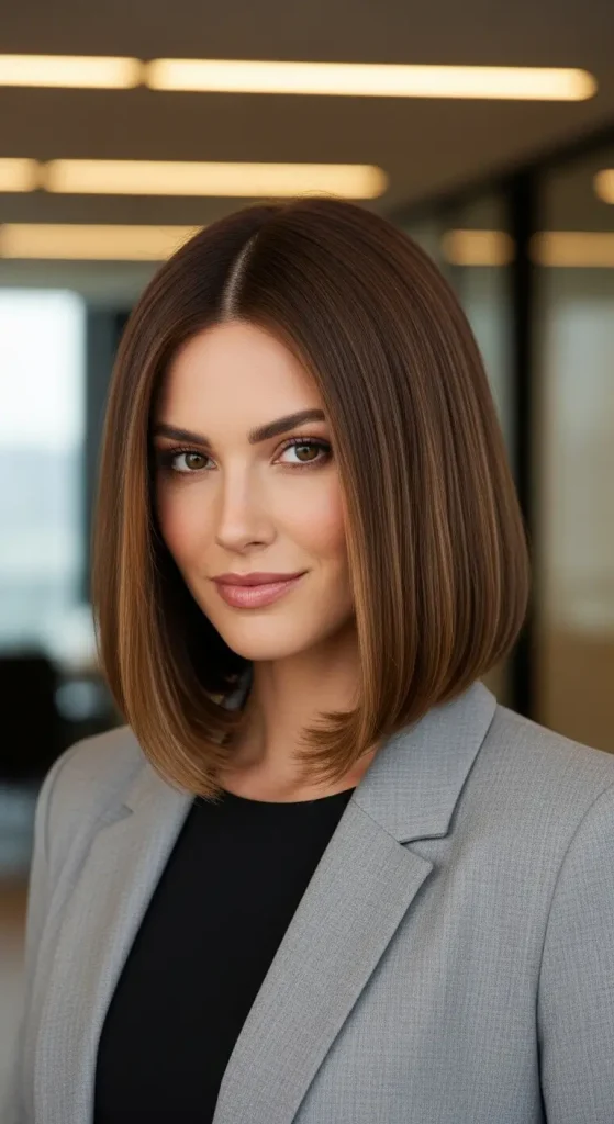 Shoulder Length Lob with Middle Part