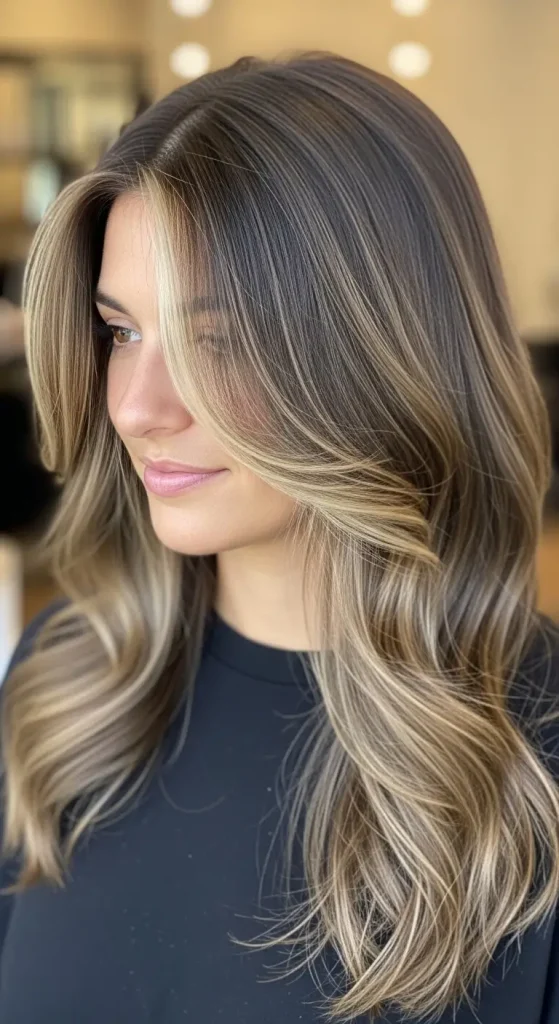 Subtle Blonde Babylights on Dark Brown Hair