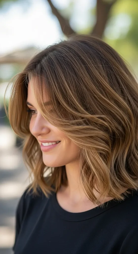 Textured Shoulder Length Haircut