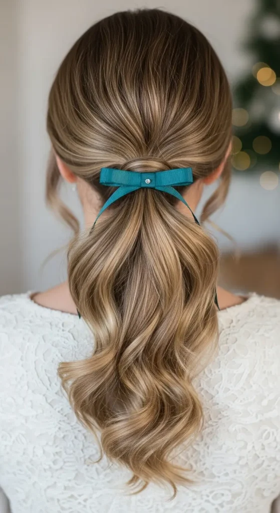 Wavy Ponytail with Ribbon