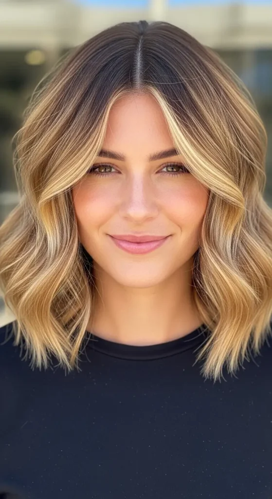 Wavy Shoulder Length Hair with Highlights