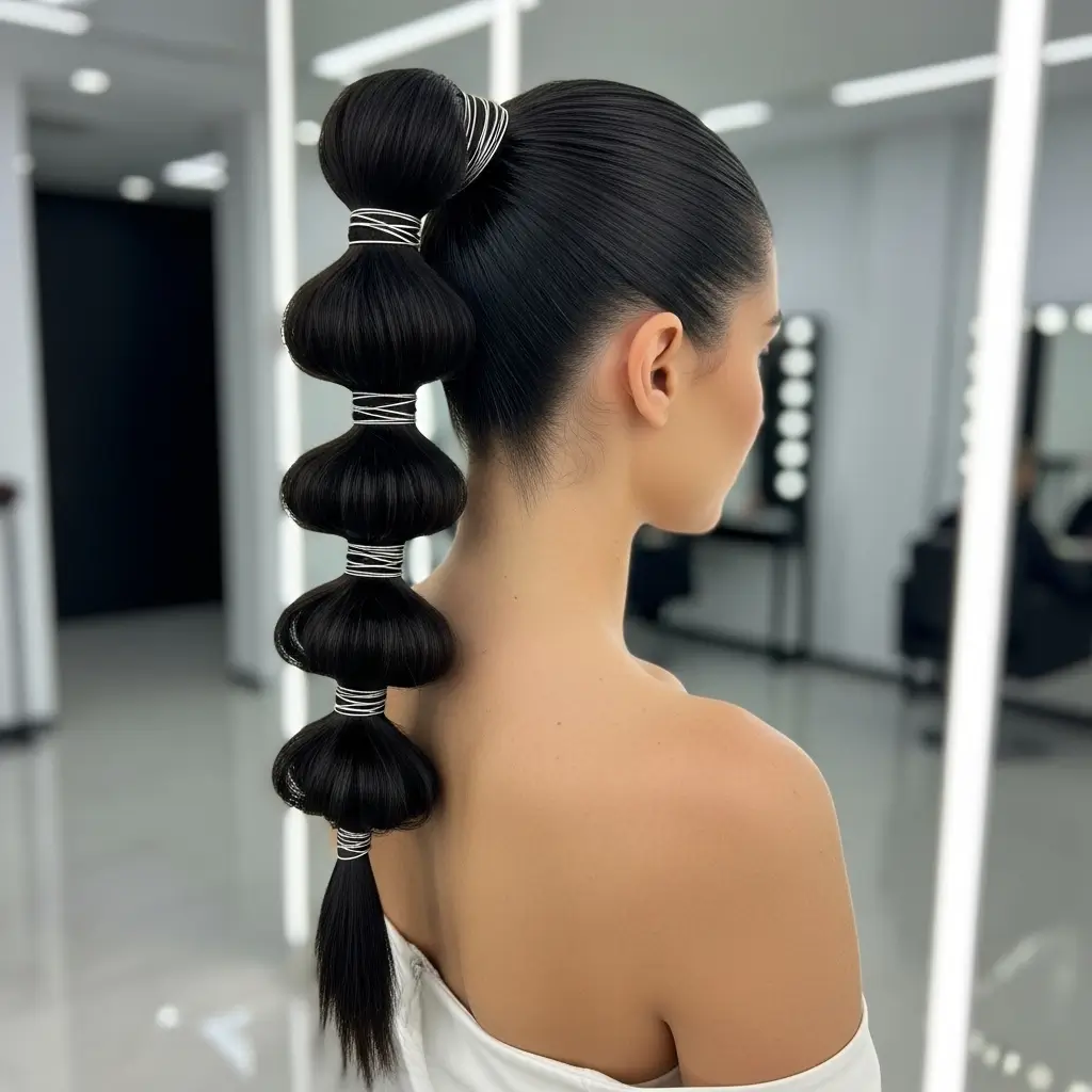 Wrapped Bubble Ponytail