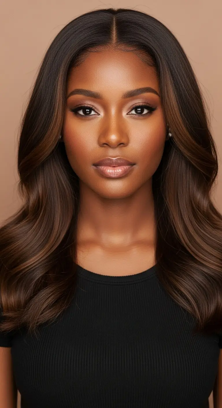 chocolate brown hair on dark skin