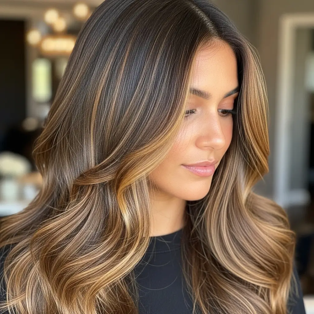 dark brown hair highlights