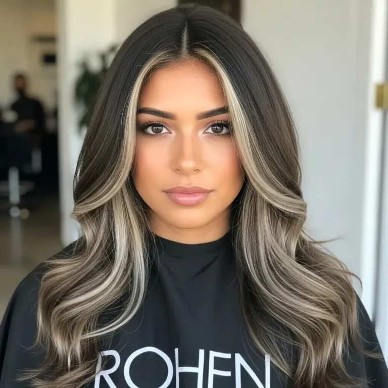 dark brown hair with money piece