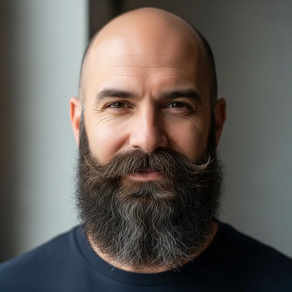 Bald Head with Full Beard