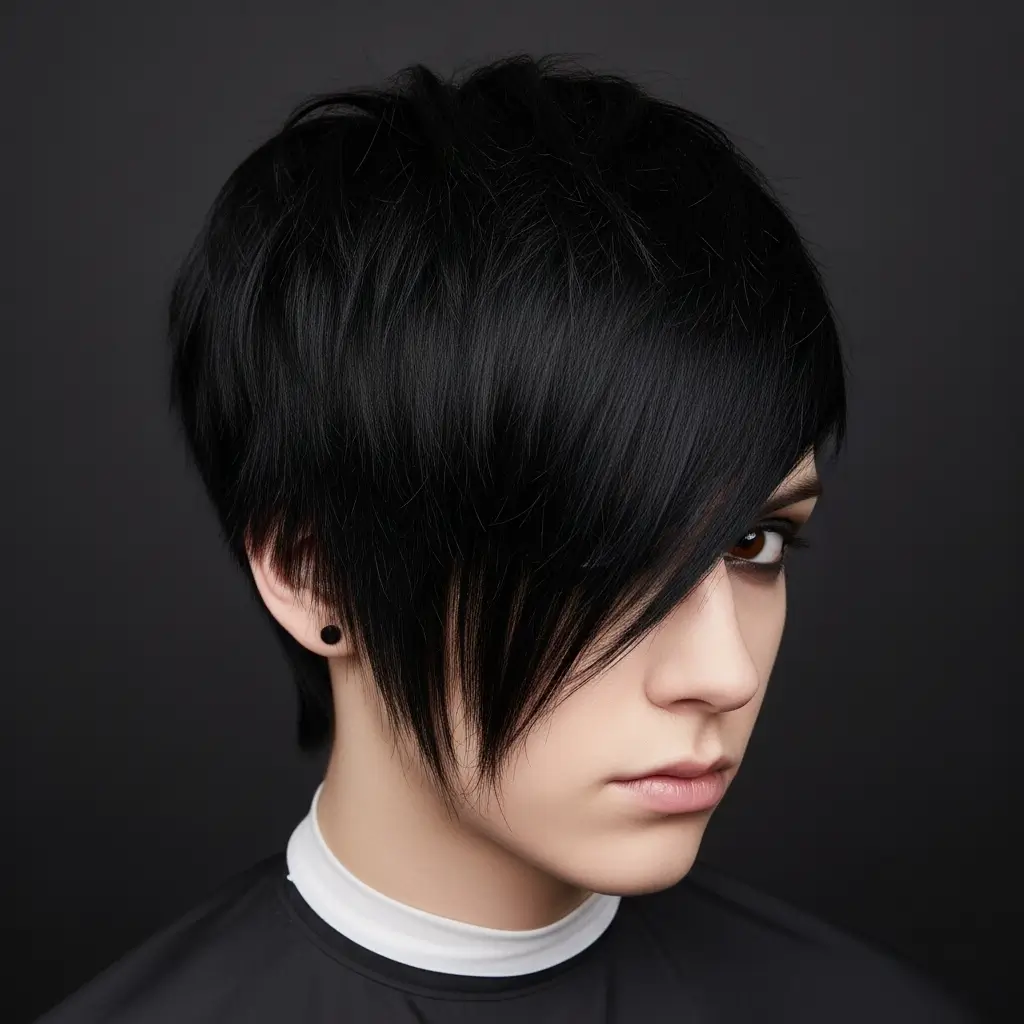 1. Classic Jet Black Emo Cut