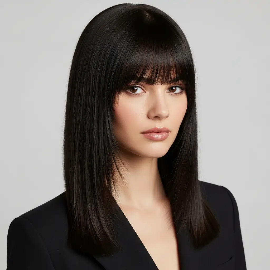 10. Curtain Bangs With Straight Hair  Sleek, Polished, and Strikingly Elegant