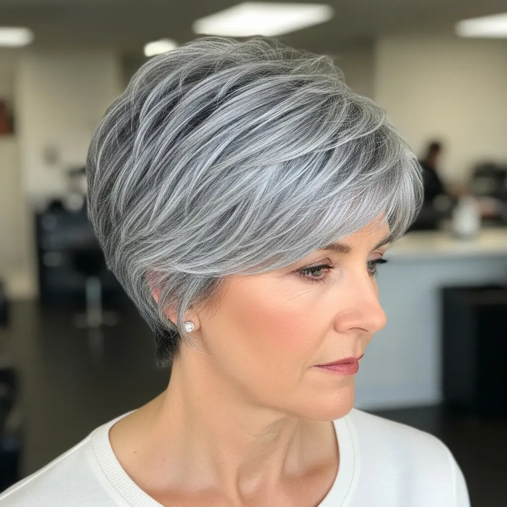 10. Feathered Gray Pixie Soft, Romantic, and Beautifully Feminine