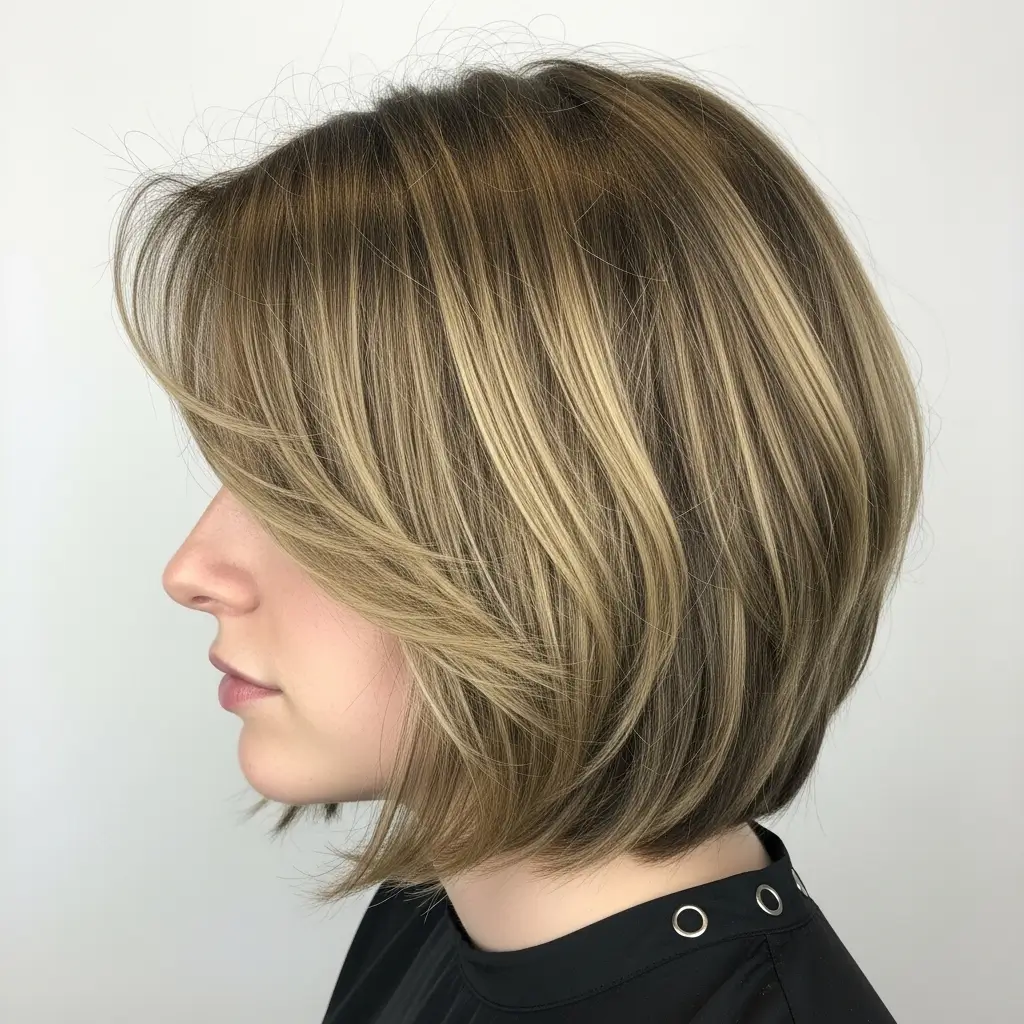13. Textured Lob Shag Sophisticated Volume for Grown-Up Style