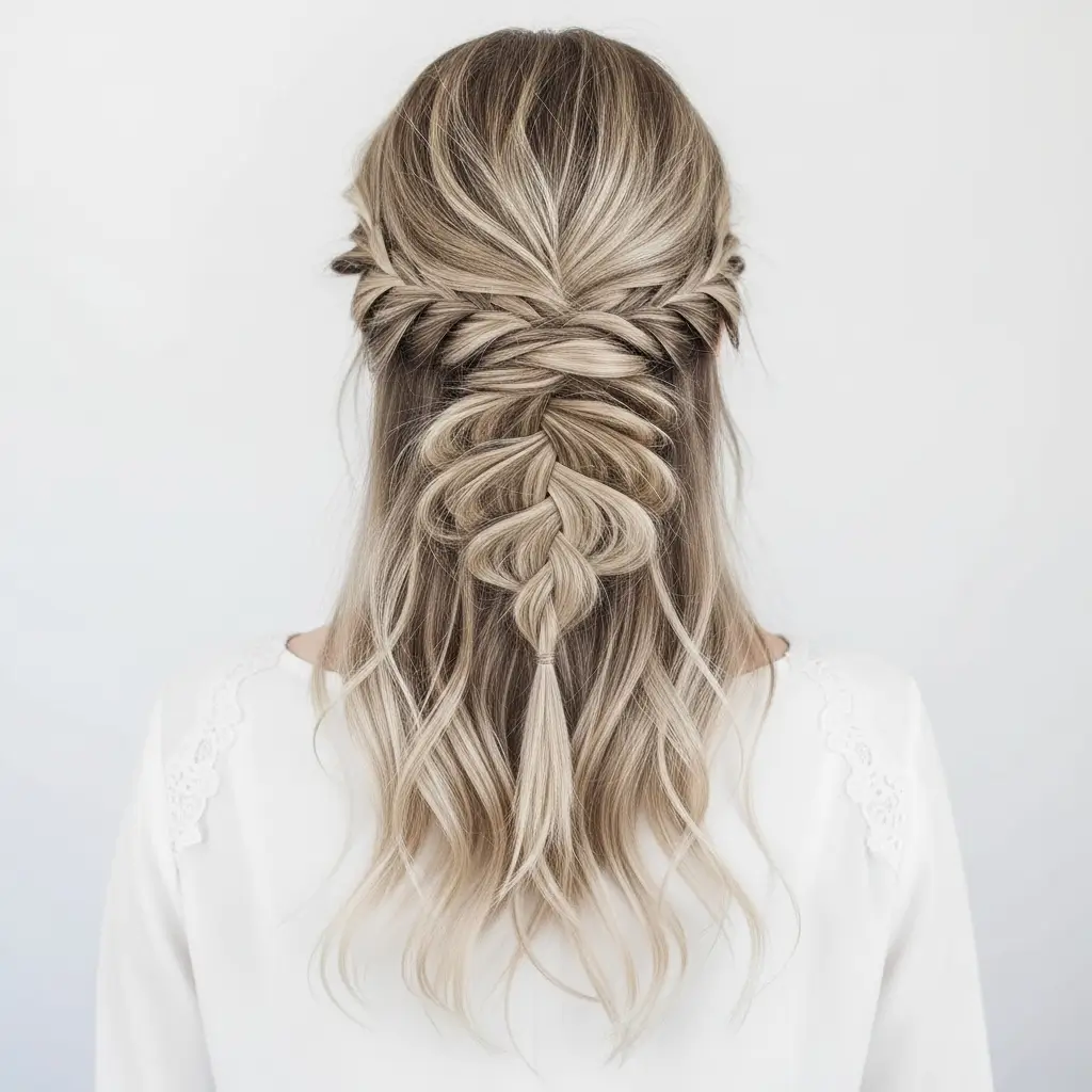 13. Waterfall Braid Updo Dreamy, Feminine, and Flowing