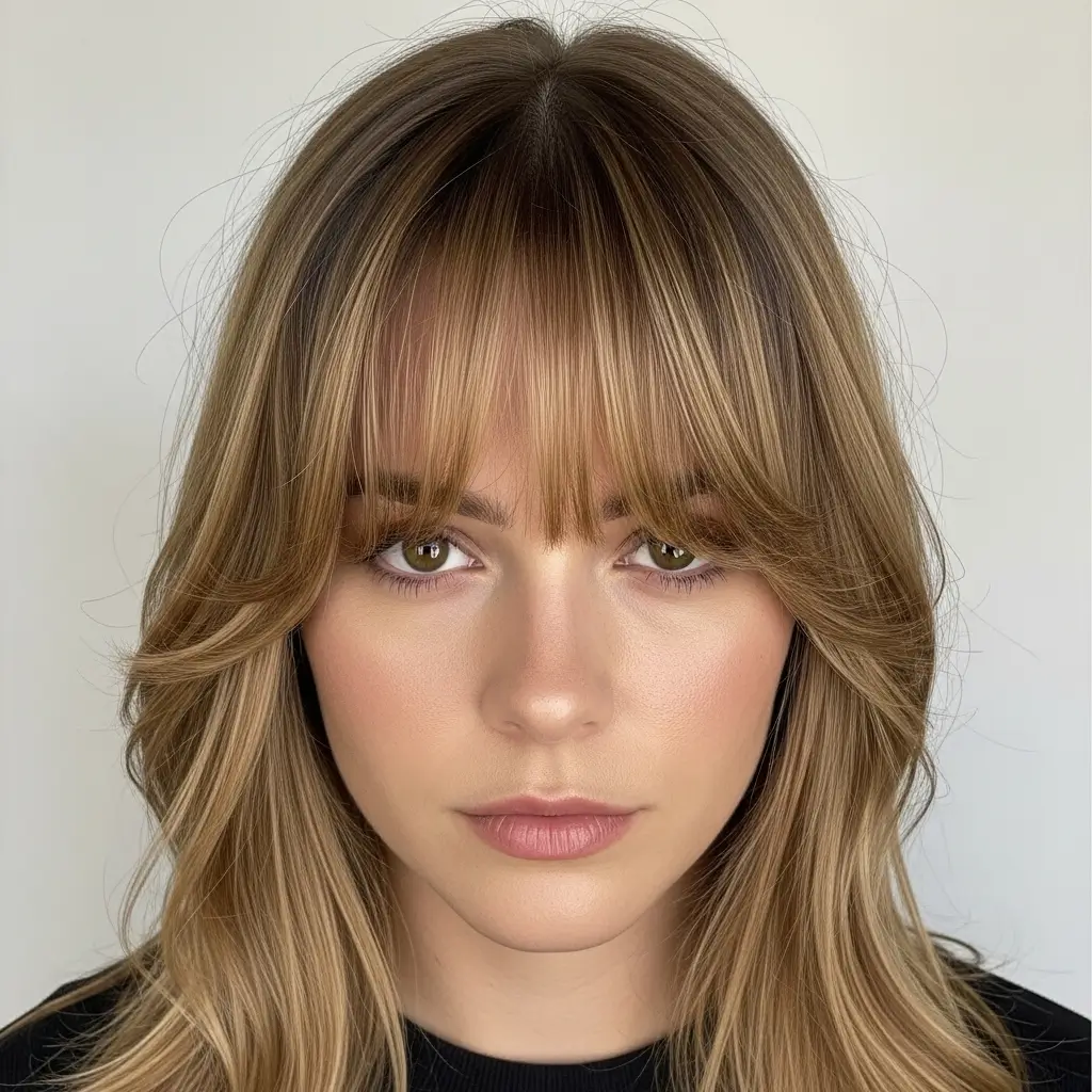 14. Curtain Bangs With Highlights  Adding Dimension, Depth, and Sun-Kissed Beauty