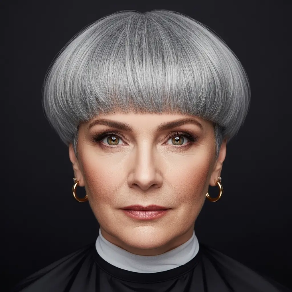 14. Gray Bowl Cut Unexpected, Trendy, and Surprisingly Flattering