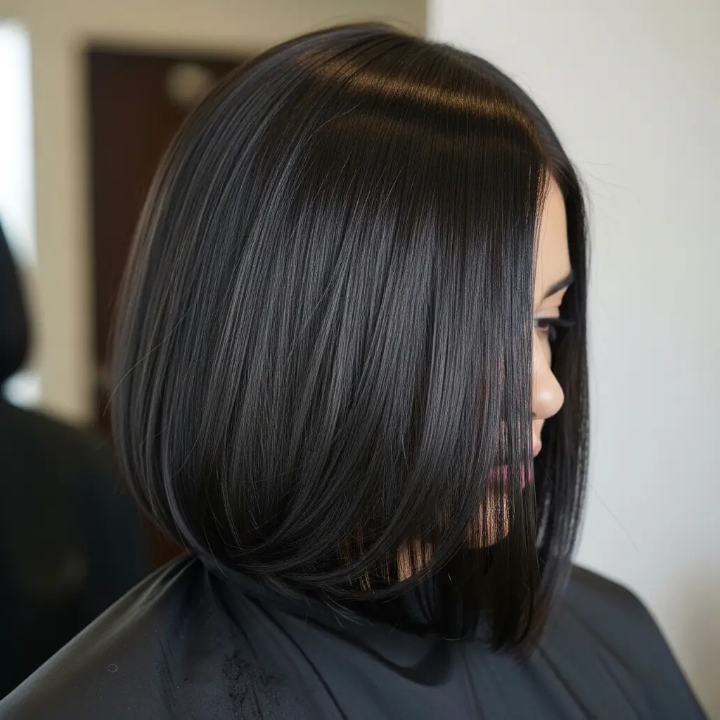 15. Glossy Long Bob High Shine Style That Looks Like a Hair Commercial