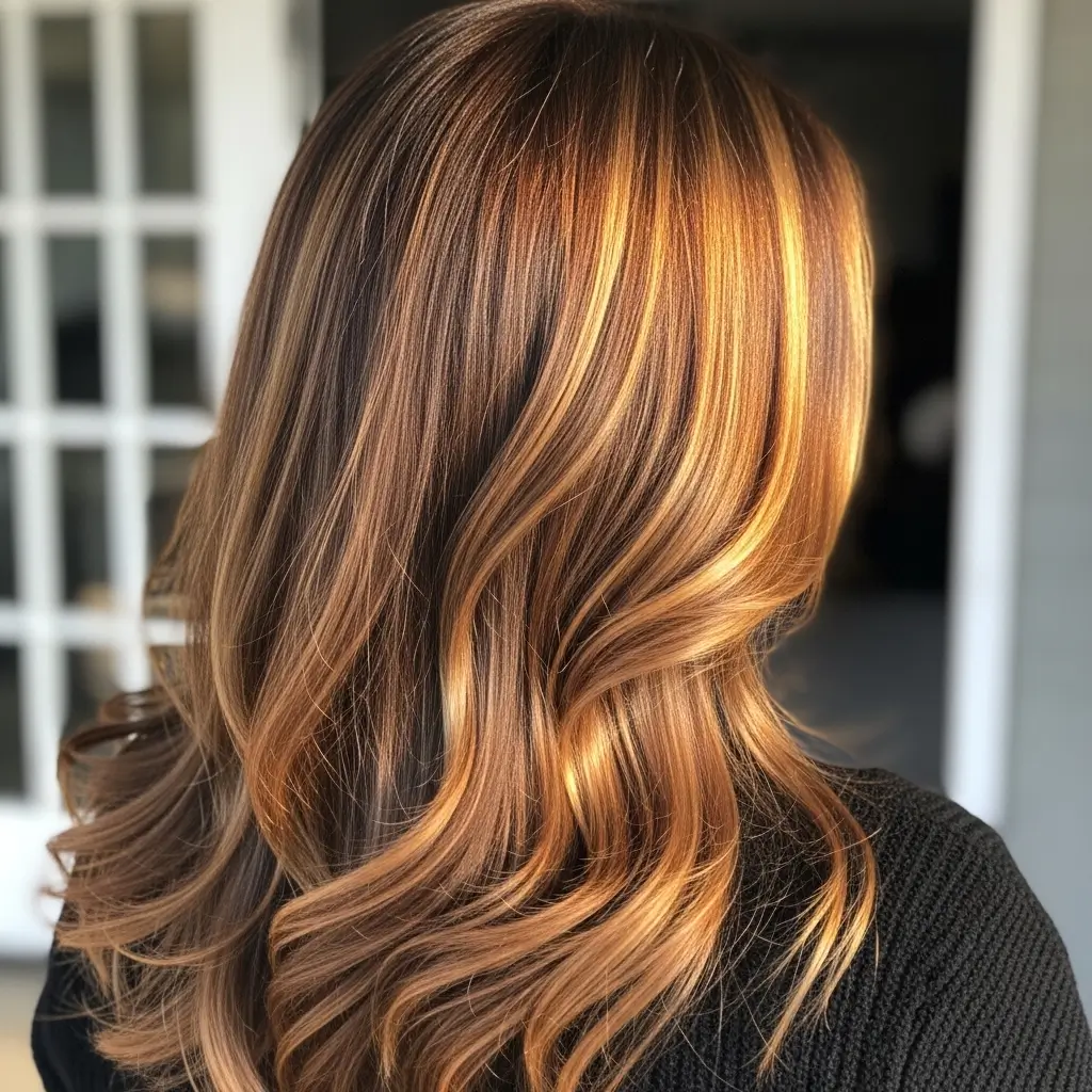 15. Warm Brown Hair with Golden Highlights