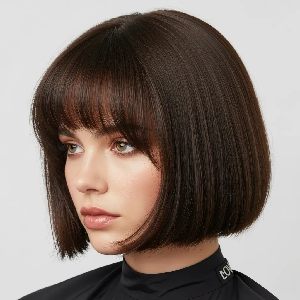 16. Curtain Bangs With Blunt Cut  Bold Contrast That Looks Incredibly Chic
