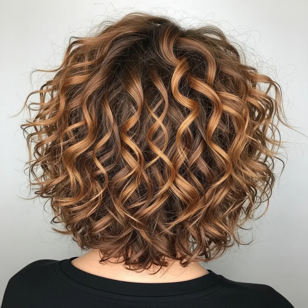 16. Highlighted Curly Bob Color and Texture Working in Perfect Harmony