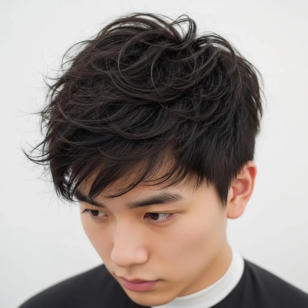16. Messy Textured Asian Hair