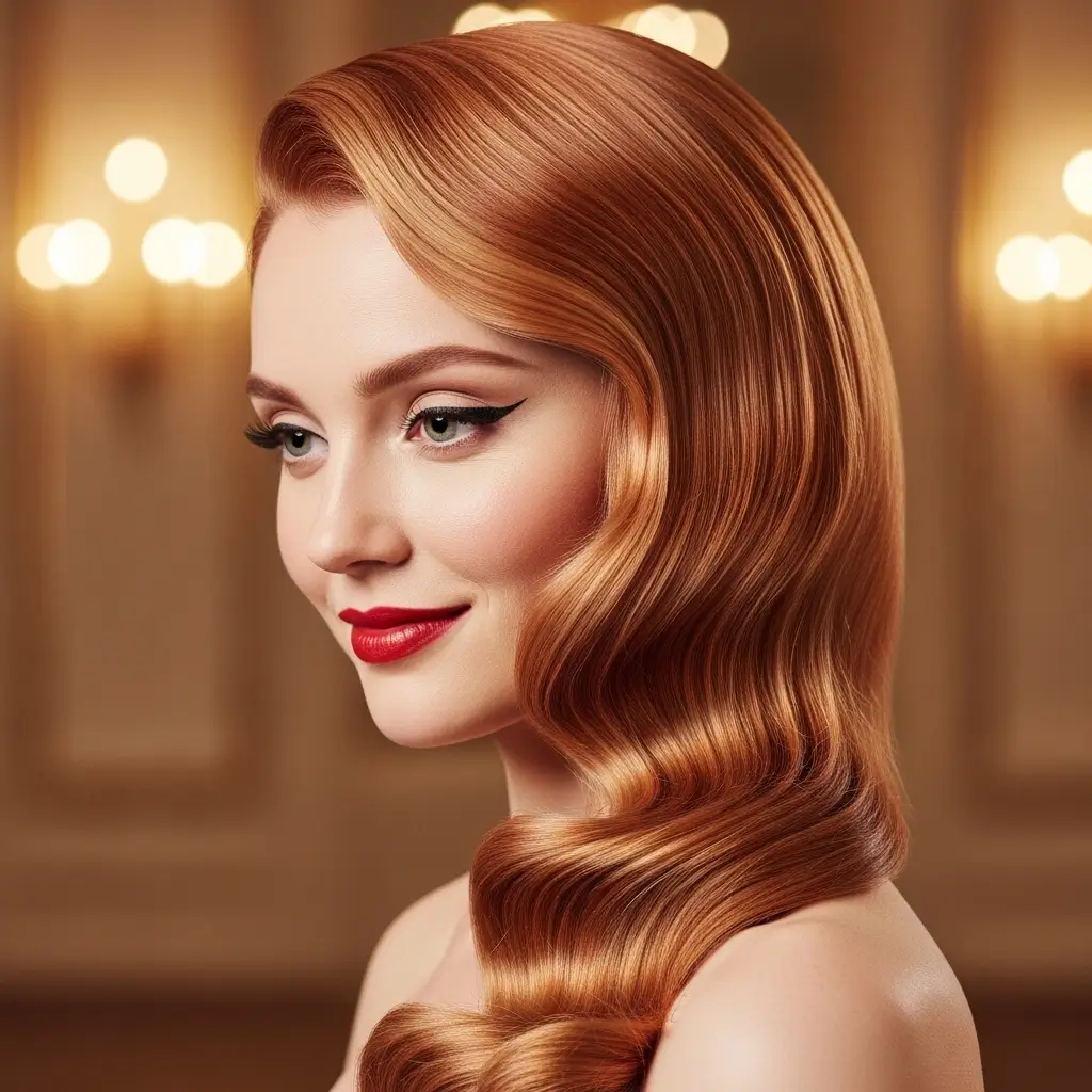 16. Vintage-Inspired Strawberry Blonde Waves