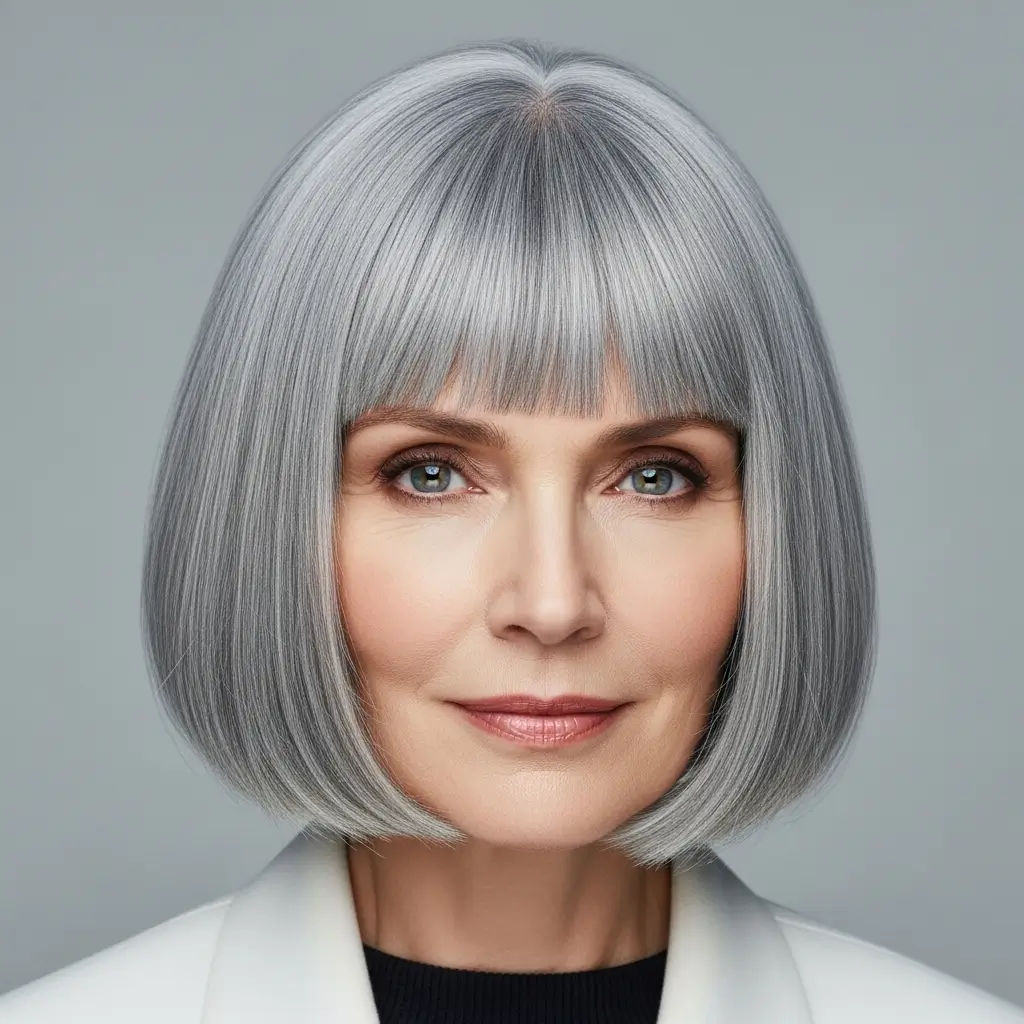 17. Gray French Bob Parisian Chic at Its Absolute Finest