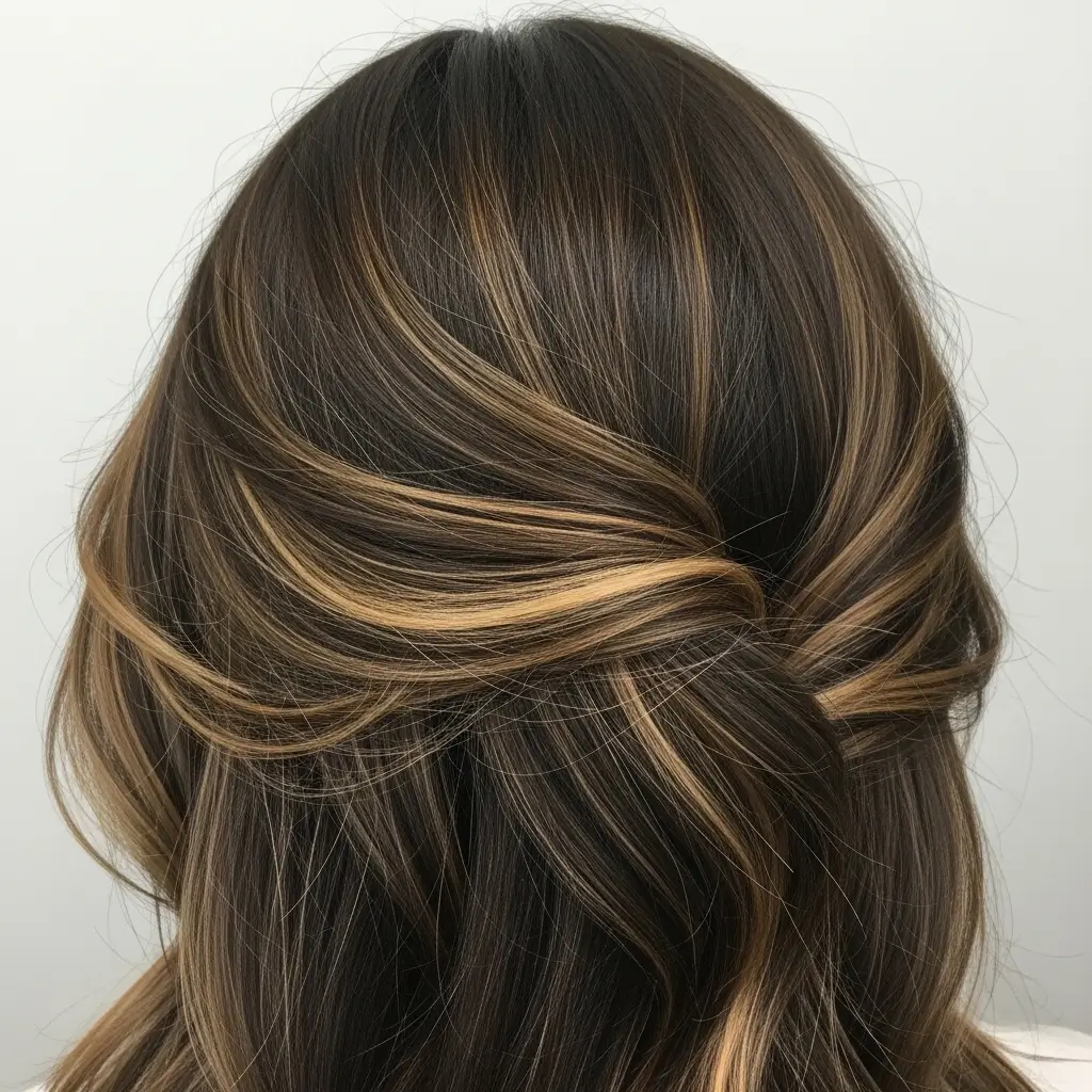 17. Peekaboo Highlights on Brown Hair