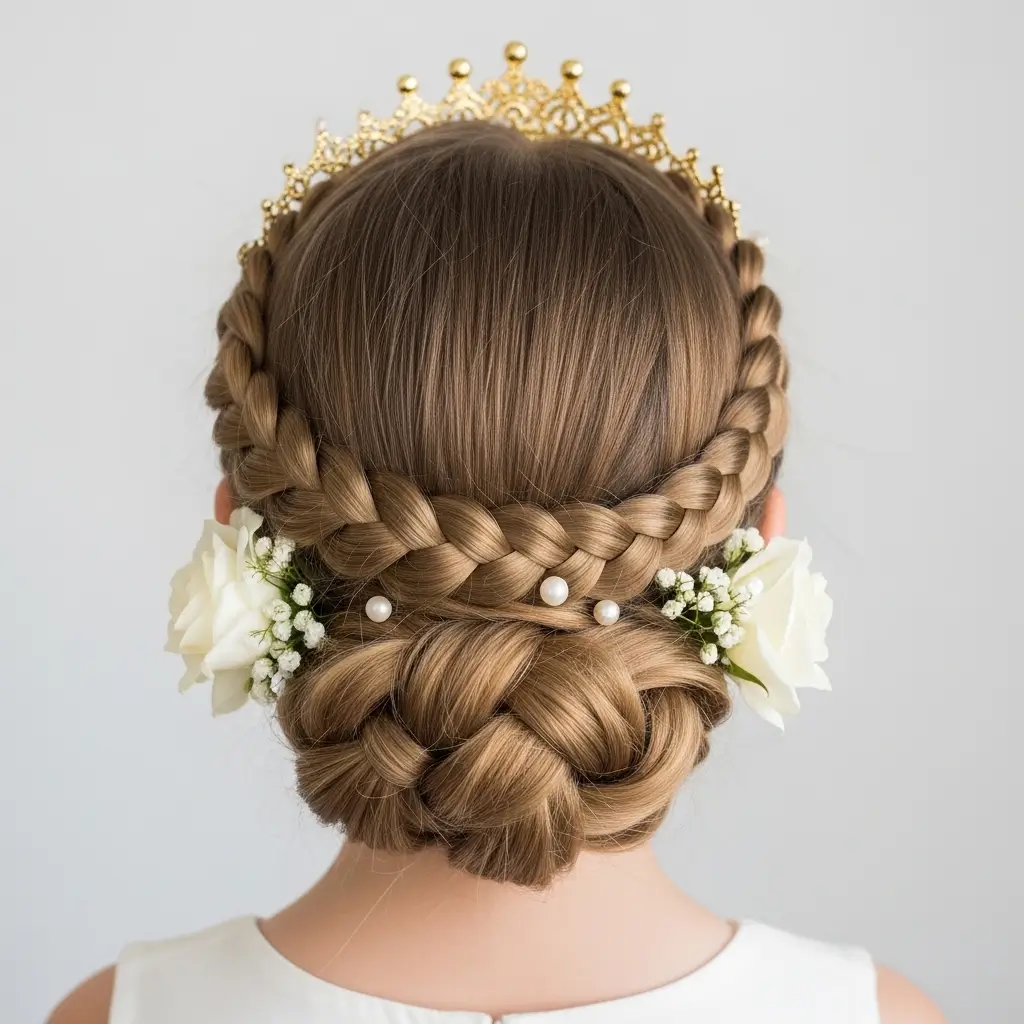 18. Crown Braid Updo  Royal, Elegant, and Celebration-Worthy