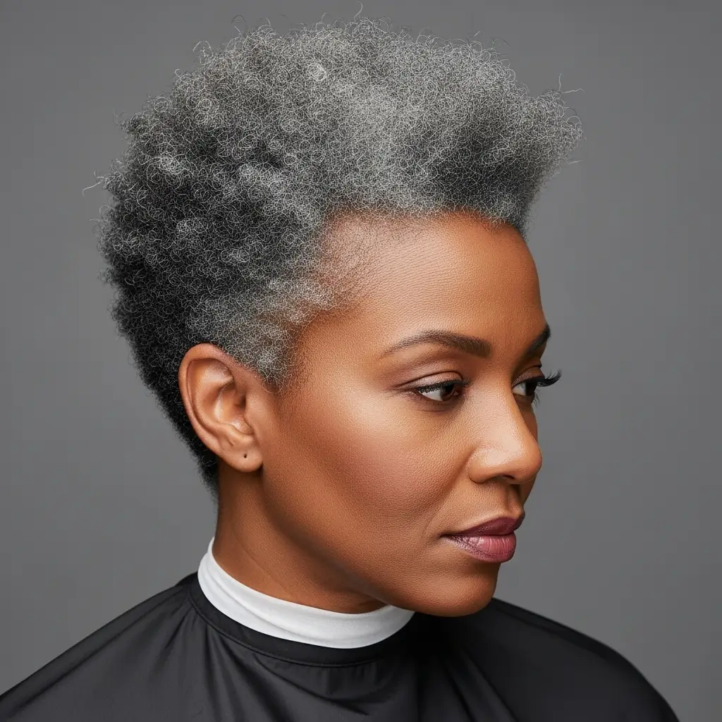 18. Natural Gray TWA Celebrating Beautiful Texture With Pride and Confidence